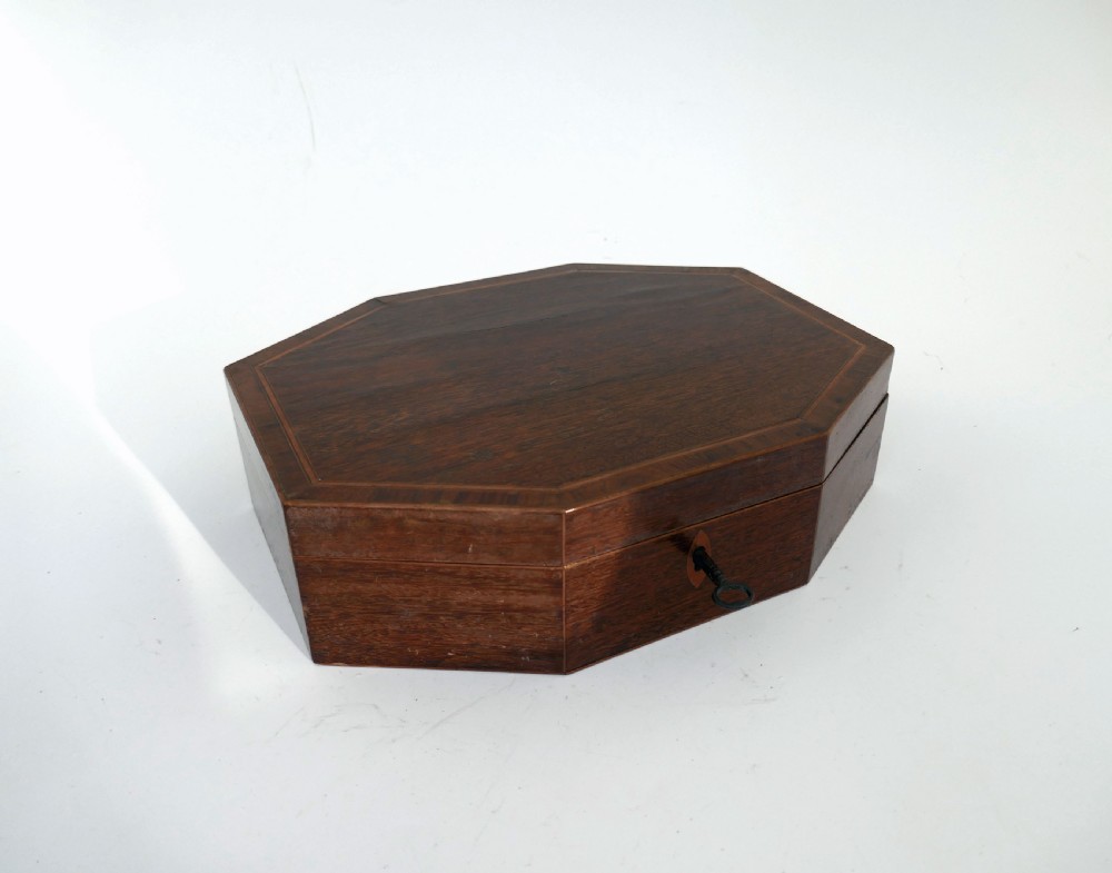 Antique Collectables 19thc Ladies Sheraton Style Jewellery Box.   English C1820-30.