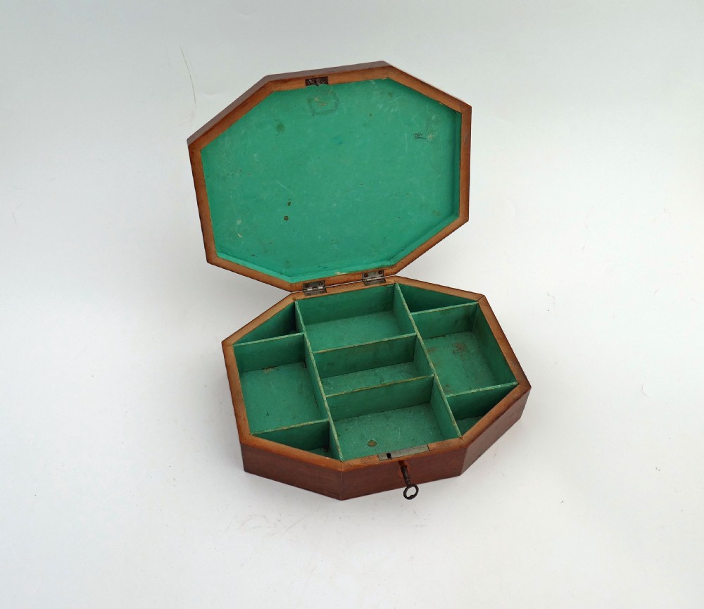 Antique Collectables 19thc Ladies Sheraton Style Jewellery Box.   English C1820-30. View IV