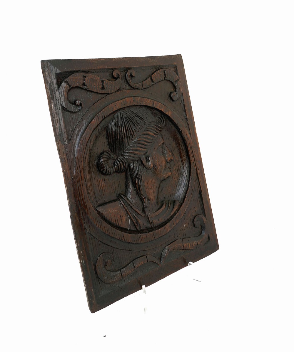 Antique Carvings 15thc Oak Romayne Carved Single Panel.   French C1460-80 View IV