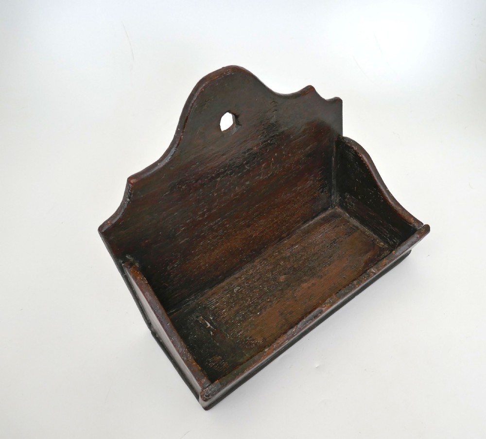 Antique 18thc Painted Pine Wall Candle / Rush Box.    Welsh C1740-60. View IV