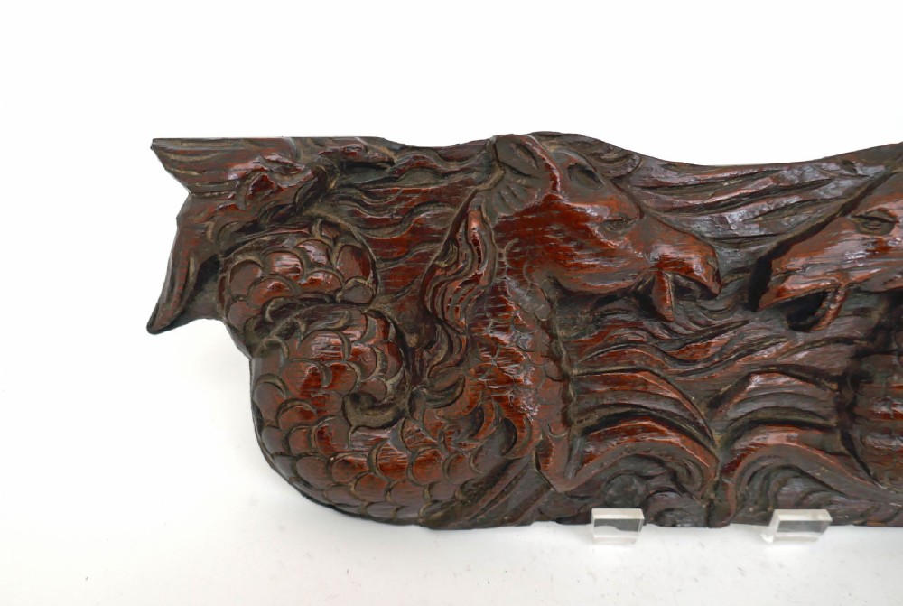 Antique Carvings 17thc Oak Carved Hippocampus & Birds.  Flemish C1660-70. View III