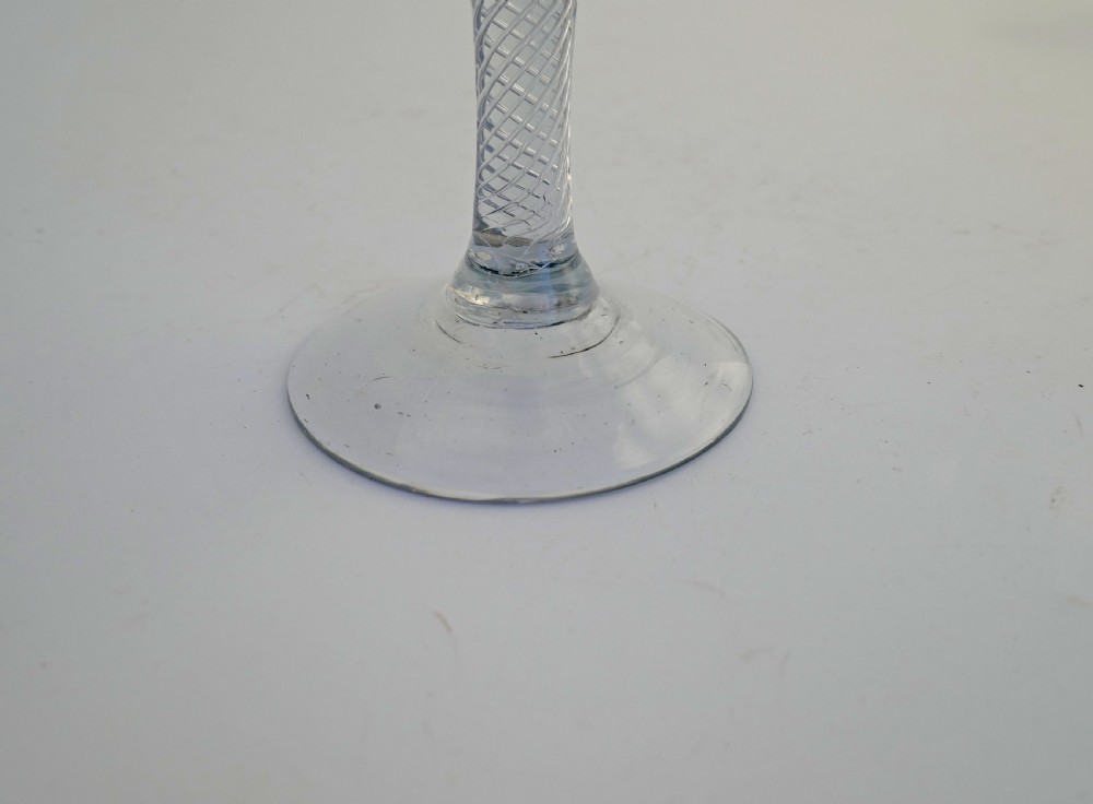 Antique Early Glass 18thc Spiral Twist Wine Glass With Domed Foot.  Continental / Dutch. C1760-70. View III