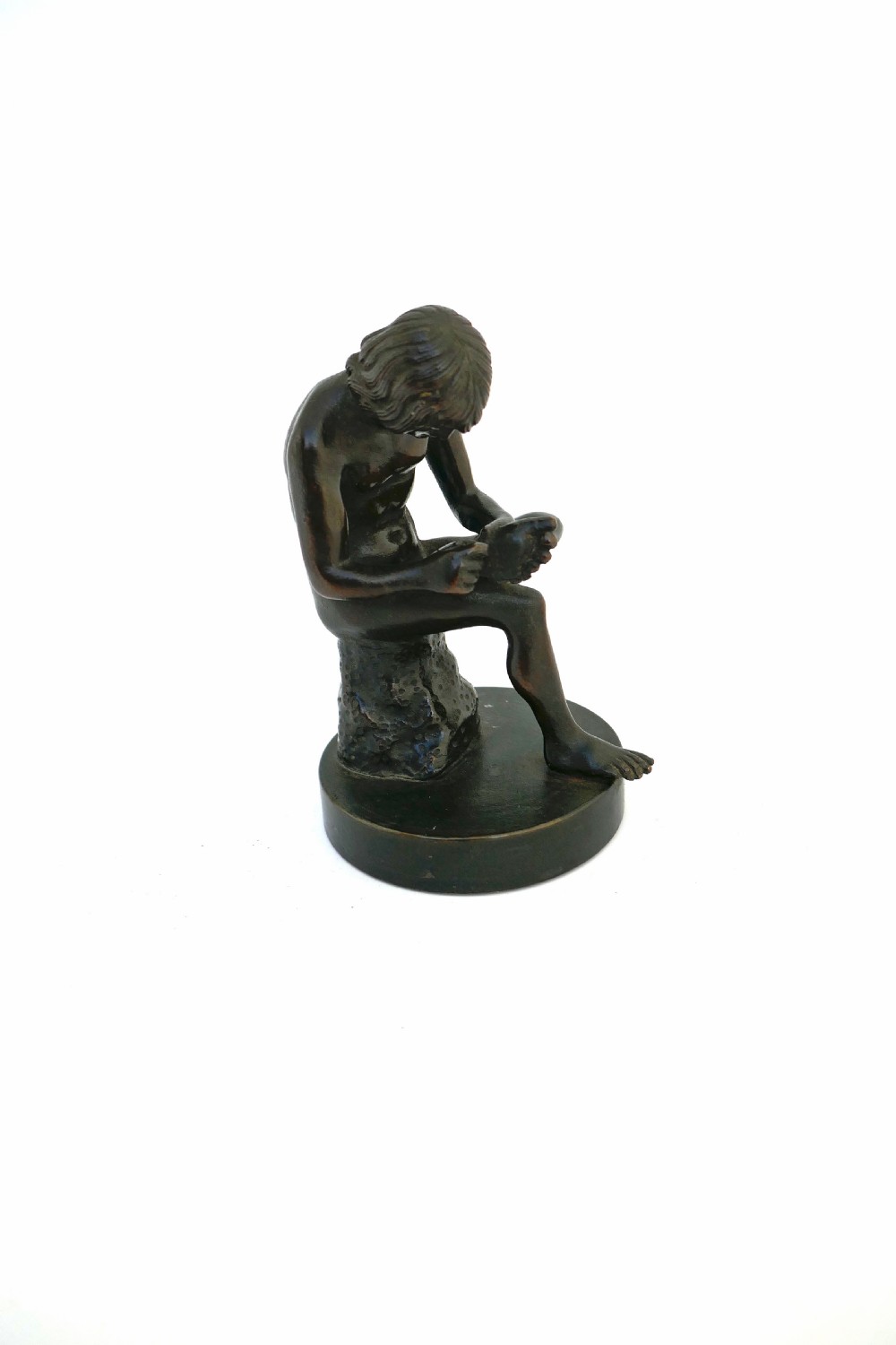 Antique Early Metalware 19thc Bronze Sculpture Of 'Boy With Thorn'.  French - Paris C1880-90. View II