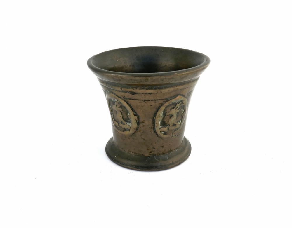 Antique Early Metalware 17thc Bronze Charles 1 Cast Mortar.   English - C1640-50.