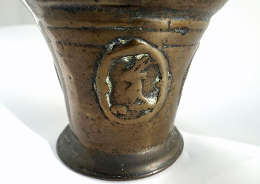 Antique Early Metalware 17thc Bronze Charles 1 Cast Mortar.   English - C1640-50. View II