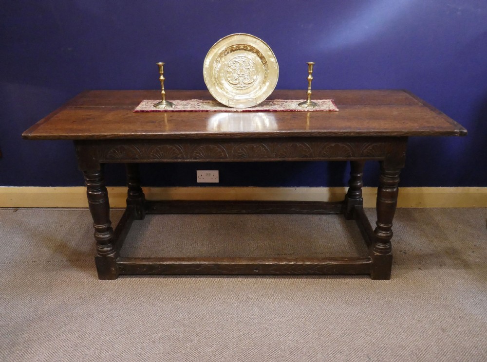 Antique Period Oak 17thc Joyned Refectory Dining Table.   English C1640-50.
