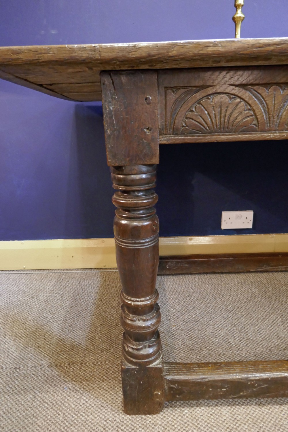 Antique Period Oak 17thc Joyned Refectory Dining Table.   English C1640-50. View II