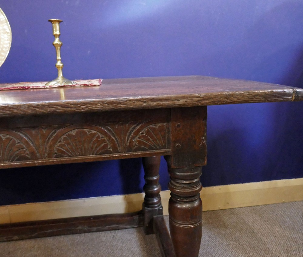 Antique Period Oak 17thc Joyned Refectory Dining Table.   English C1640-50. View III
