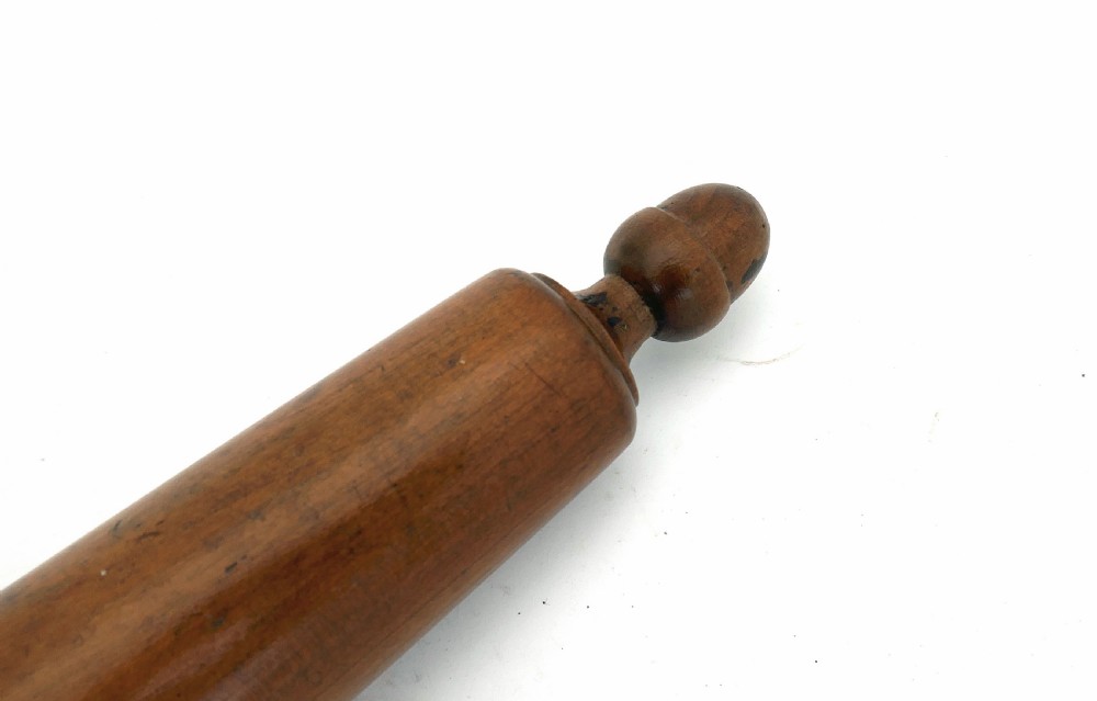 Antique Treen 19thc Fruitwood Rolling Pin With Acorn Finial.   English C1820-40. View II