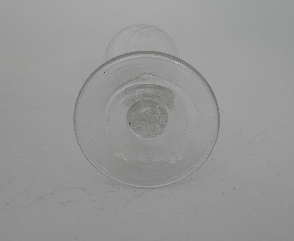 Early 18thc Wrythen Folded Foot Ale Drinking Glass .   English C1730-40. View III