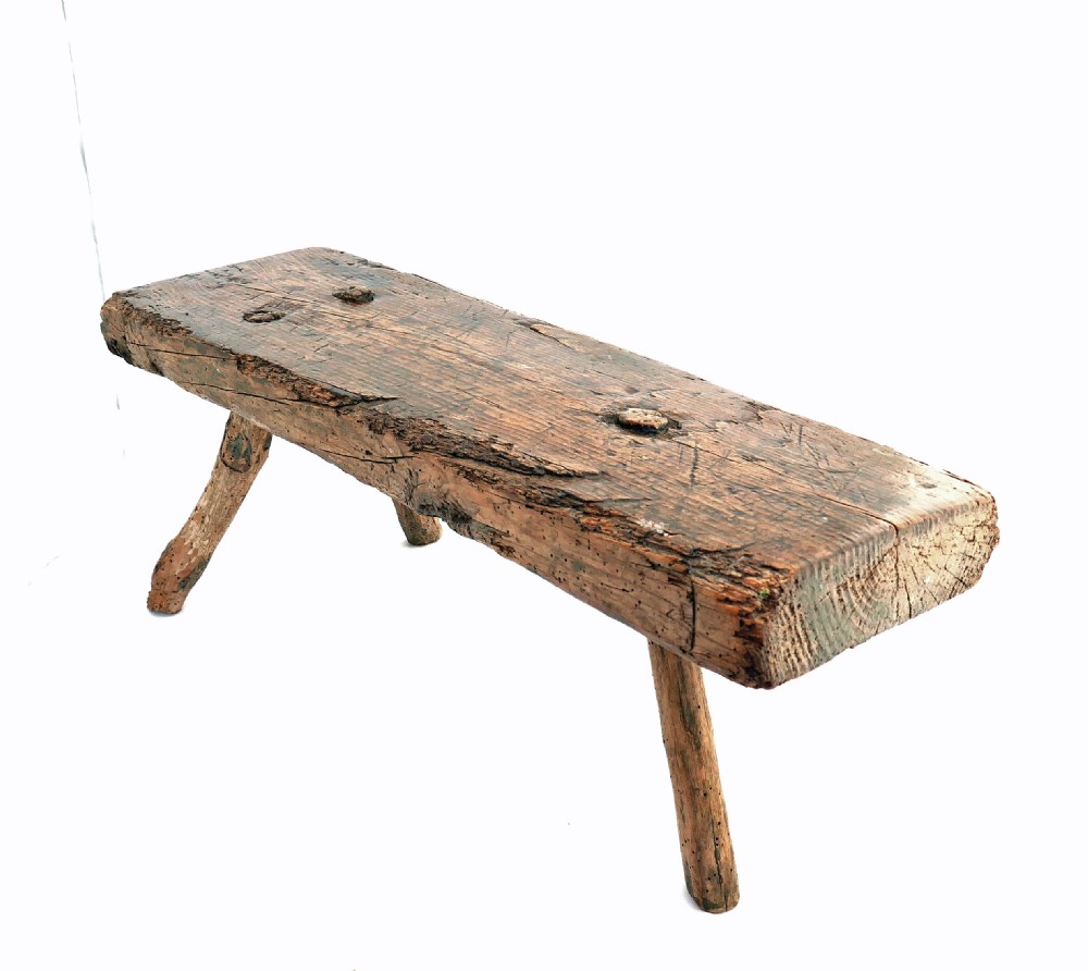 Antique Country Furniture 18thc Ash Three Legged Stool.   English C1780-90.