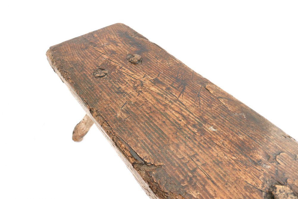 Antique Country Furniture 18thc Ash Three Legged Stool.   English C1780-90. View III