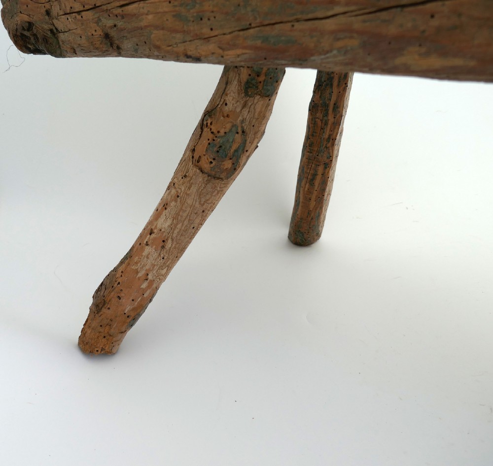 Antique Country Furniture 18thc Ash Three Legged Stool.   English C1780-90. View V