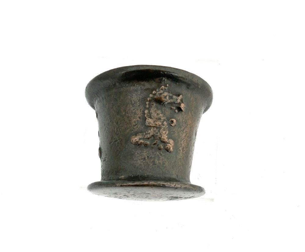 Antique Metalware 17thc Bronze Dragons Head Mortar.    London C1640-50. View IV