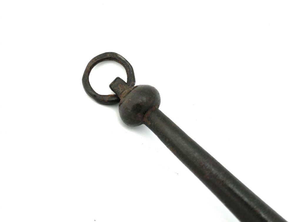 Antique Metalware 17thc Iron & Brass Warming Pan With Engraved Handle.  English C1640-60. View VI
