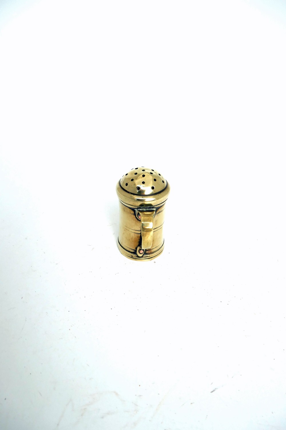 Early Antique Metalware 18thc Small Brass Dredger / Spice Pot.    English C1760-80. View V