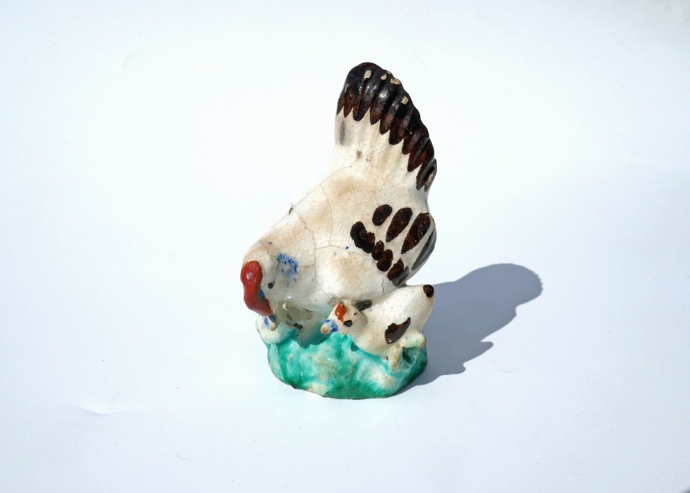 Early 19thc Staffordshire Pottery Group Of Chicken & Chicks . English C1800-20.