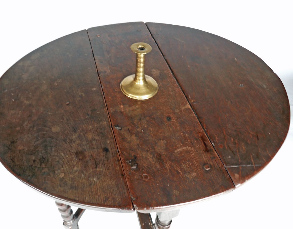 Antique Oak Period Furniture 17thc Small Gateleg Table On Sledge Base.  English C1625-45. View II