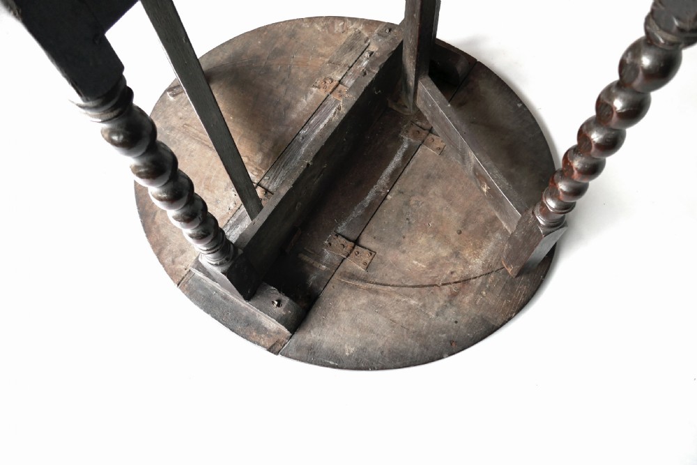 Antique Oak Period Furniture 17thc Small Gateleg Table On Sledge Base.  English C1625-45. View VI