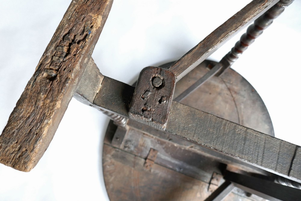 Antique Oak Period Furniture 17thc Small Gateleg Table On Sledge Base.  English C1625-45. View VIII