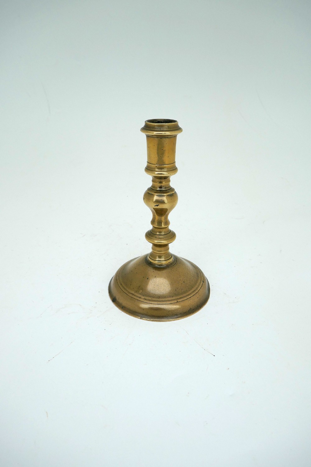 Antique Metalware Early 18thc Brass Single Candlestick.   English C1710-20.