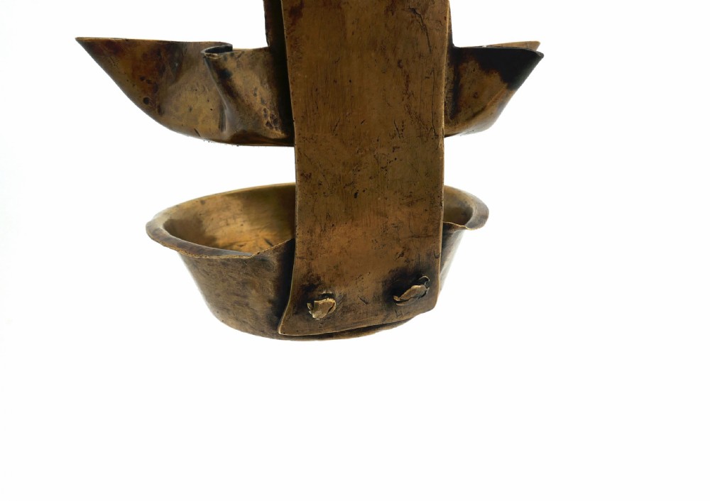 Antique Early Metalware 18thc Brass Continental Crusie Oil Lamp.  Dutch / Spanish C1760-80. View III