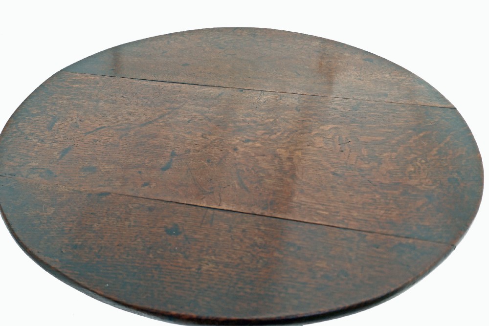 Antique Oak & Country Furniture Single 18thc Oak Tripod Table - English C1760-80. View IV