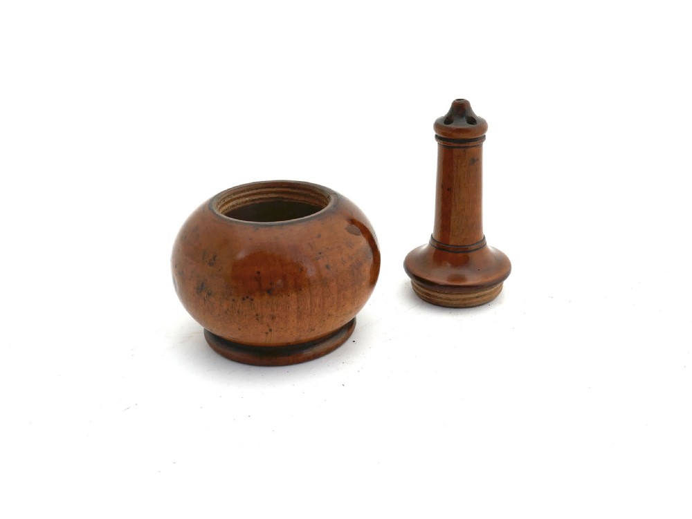 Antique Treen Early 19thc Fruitwood Ladies Glove Powderer.  French C1800-20 View II