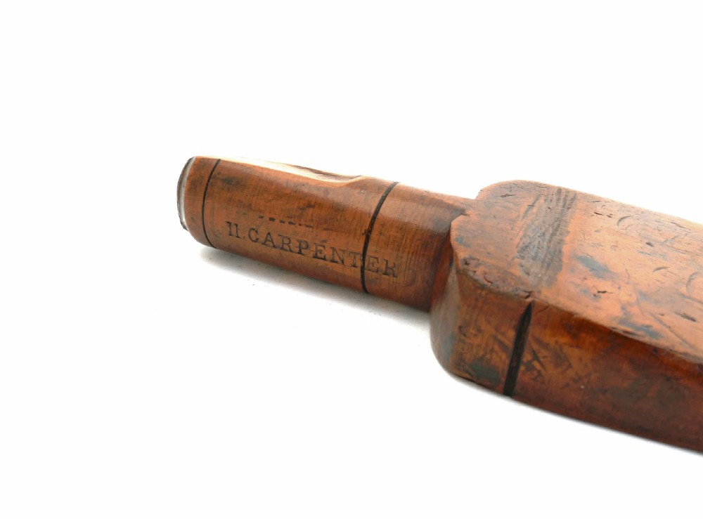 Antique Treen 19thc Boxwood Sailmakers Seam Rubber Stamped Carpenter.  English. C1870-90 View III