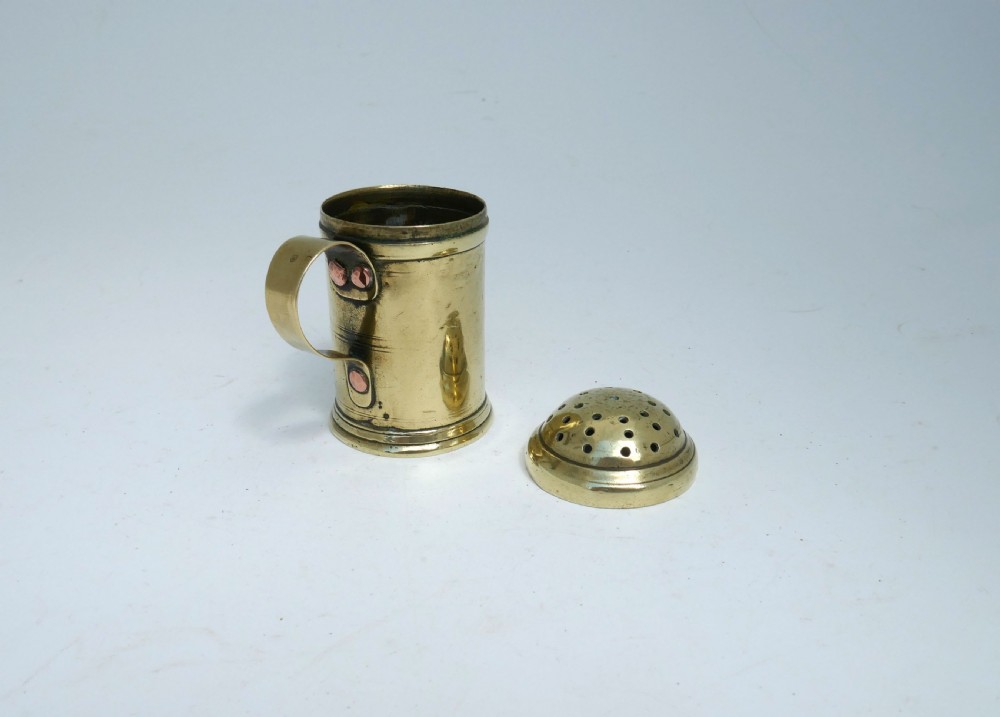 Antique Metalware 18thc Brass Small Lidded Dredger /Spice Pot.   English C1760-80. View II