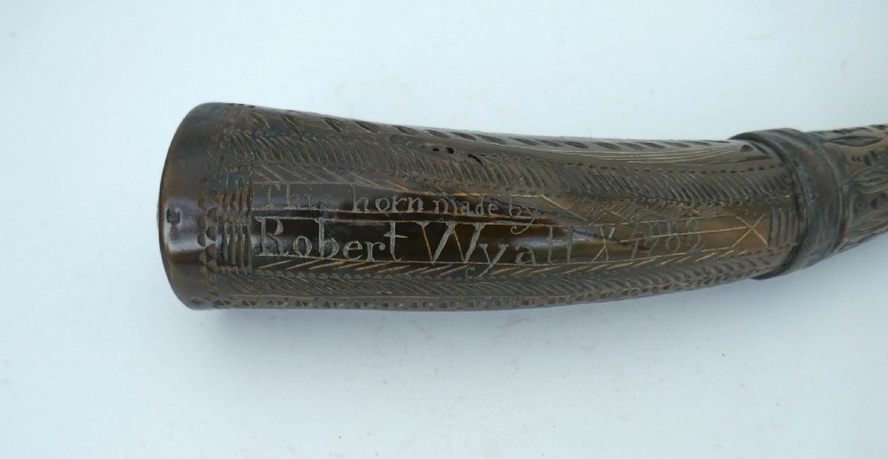 Antique Treen & Collectables 18thc Scottish Powder Horn Dated 1792 View II
