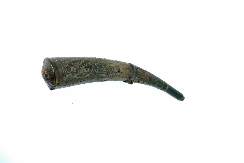Antique Treen & Collectables 18thc Scottish Powder Horn Dated 1792 View V