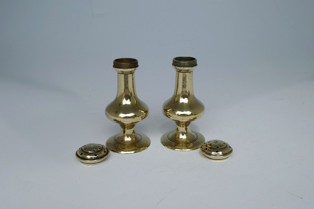 Antique Early Metalware 18thc Pair Of Brass Muffineers . English C1760-80. View III