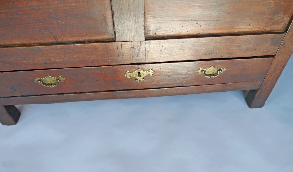 Antique Country Furniture Early 18thc Fruitwood Coffer With Drawer.  English  C1700-20. View III