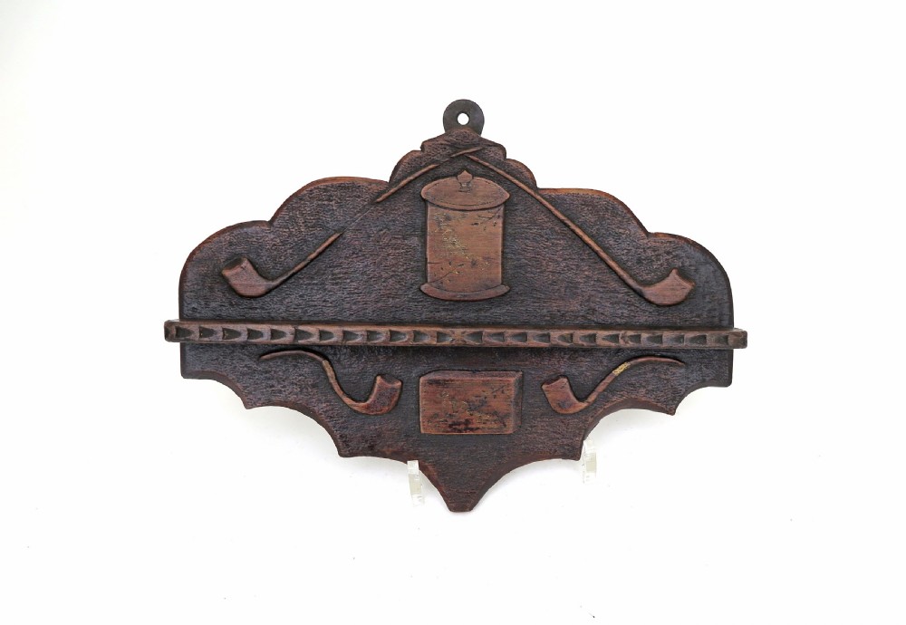 Antique Treen & Collectables 19thc Painted Pipe Rack With Fine Colour.  English. C1860-90.