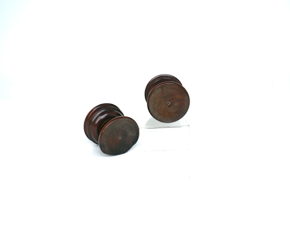 Antique Early Treen Pair Of 18thc / 19thc Yew Wood Turned Salts.     English. C1780-C1800 View III