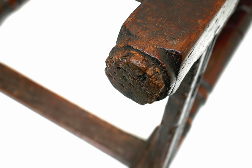 Antique Early Oak Furniture 17thc Charles 1 Joyned Stool.   English C1625-40 View V
