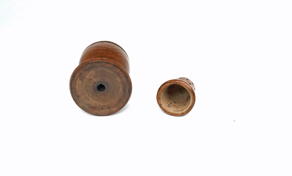 Antique Treen & Collectables 19thc Ash Turned Muffineer.  English C1820-40. View III