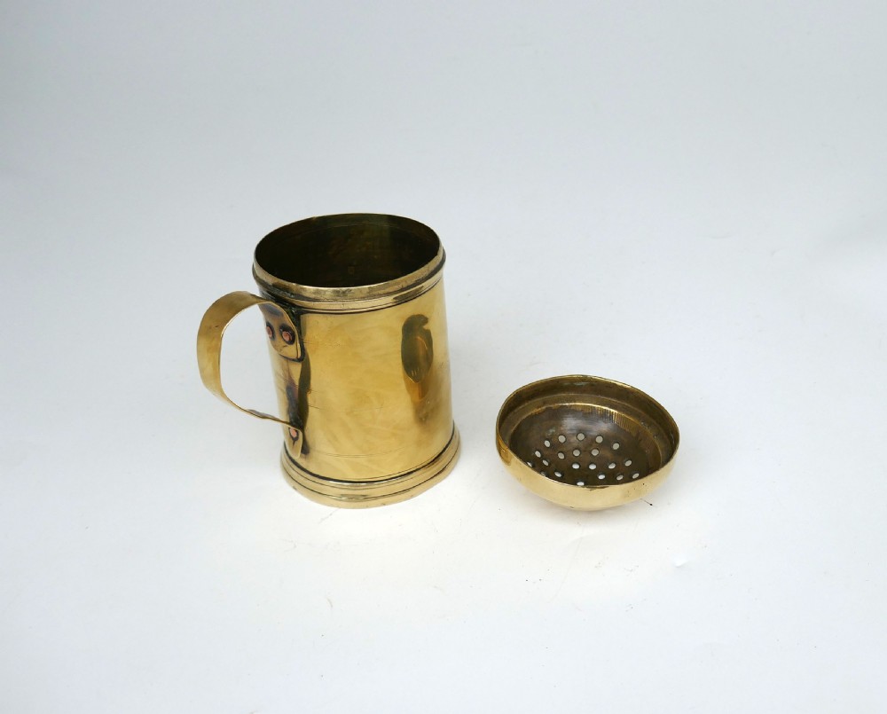 Antique Metalware 18thc Brass Lidded Dredger /Spice Pot.  English C1760-80. View IV
