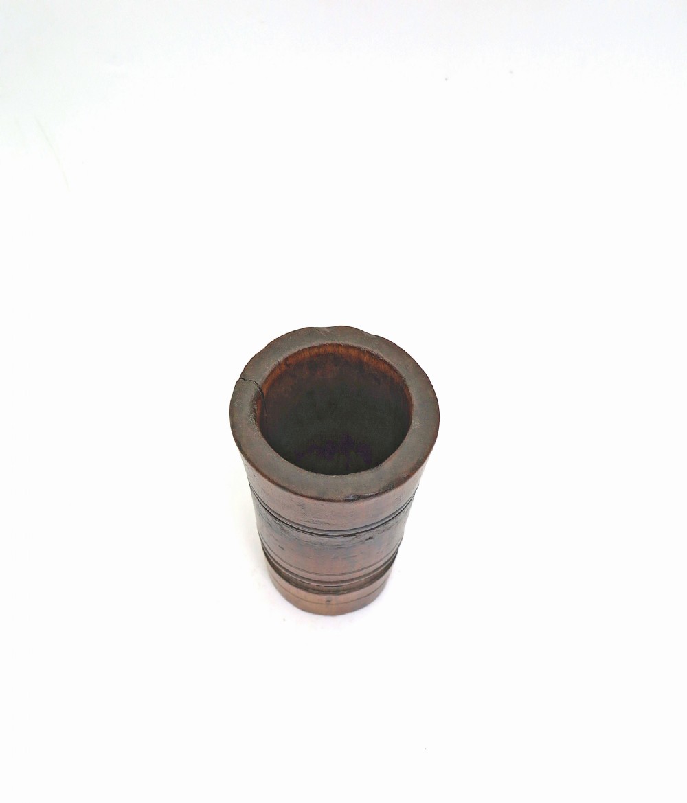 Antique Treen 18thc Fruitwood Apothecary Turned Mortar.    English C1740-60. View III