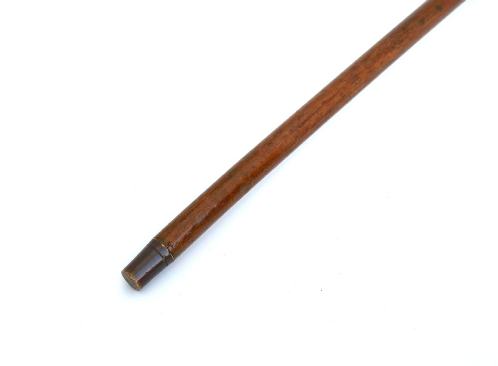 Antique Stag Horn Handle Walking Stick / Cane With Silver Engraved Collar - Initialled C.E.W. And Dated 1888. View IV
