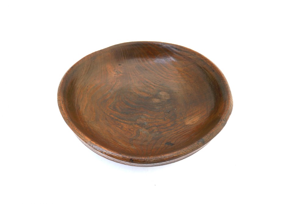 Antique Treen Early 19thc Elm Footed Turned Dairy Bowl . English C1820-40. View III