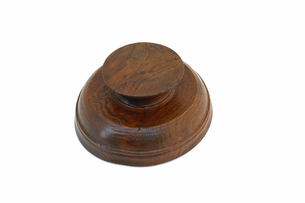 Antique Treen Early 19thc Elm Footed Turned Dairy Bowl . English C1820-40. View IV