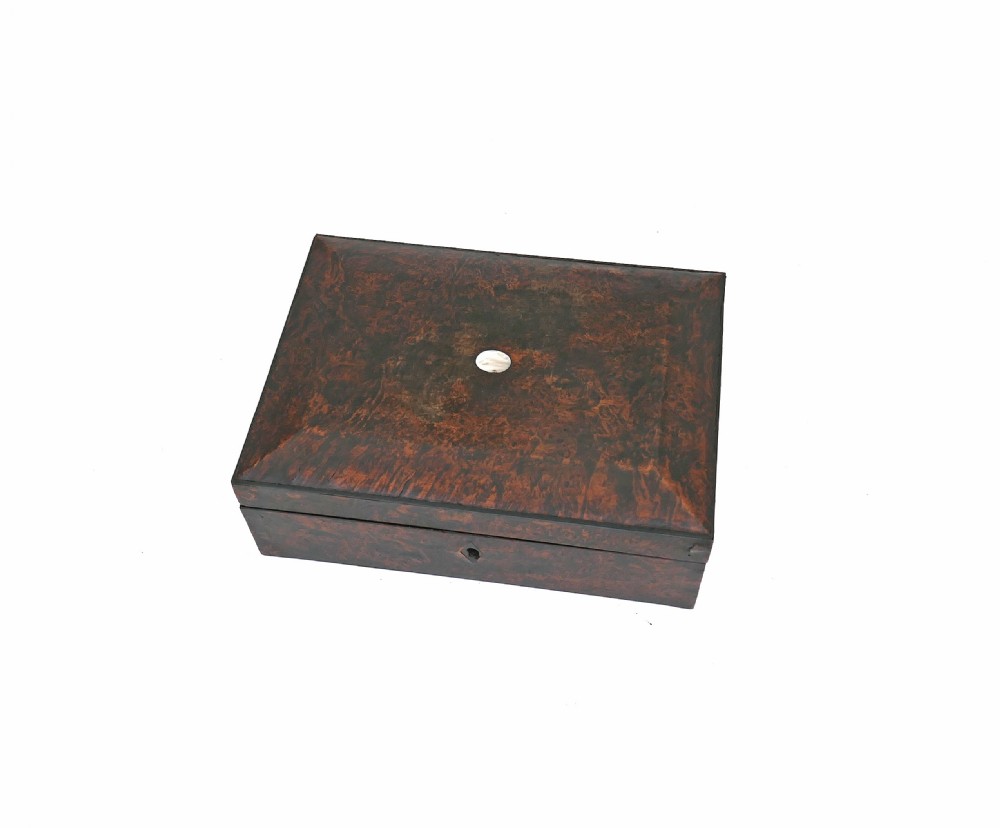 Antique Box 19thc Burr Mulberry Ladies Trinket / Jewellery Box. English. C1860-80 View II