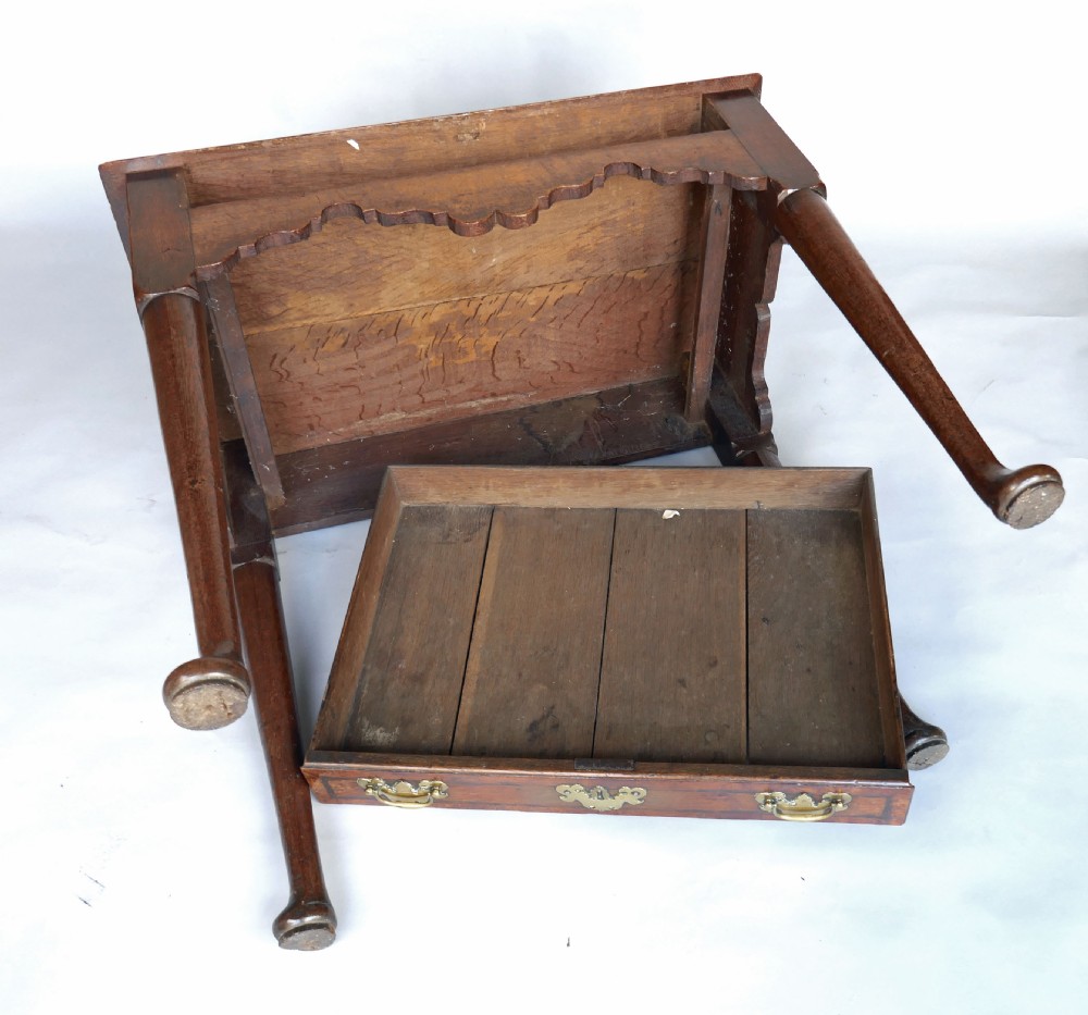 Antique Country Furniture 18thc Geo 11 Oak & Elm Side Table.   English C1730-40. View V