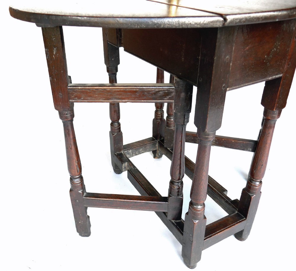 Antique Period Furniture 17thc Single Small Oak Gateleg Table.   English C1670-90 View II