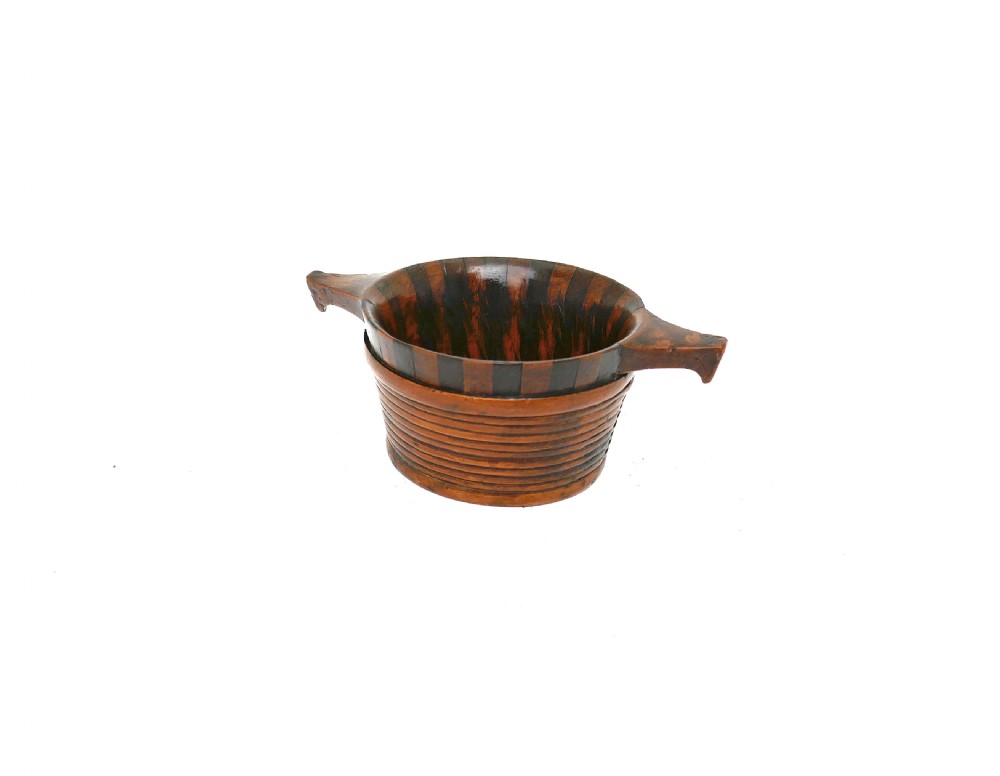 Antique Treen 19thc Scottish Single Small Staved And Banded Drinking Bicker.  Scottish C1820-40.