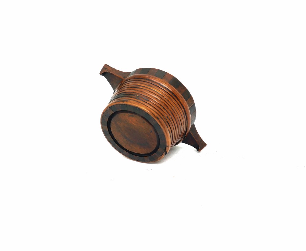 Antique Treen 19thc Scottish Single Small Staved And Banded Drinking Bicker.  Scottish C1820-40. View III
