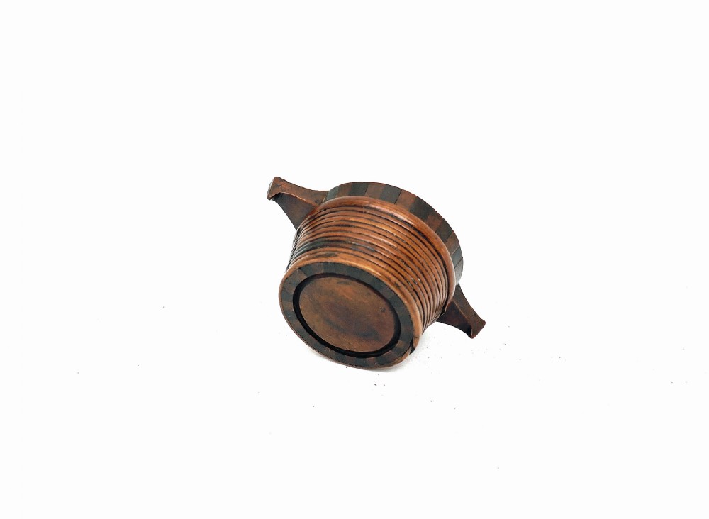 Antique Treen 19thc Scottish Single Small Staved And Banded Drinking Bicker.  Scottish C1820-40. View V