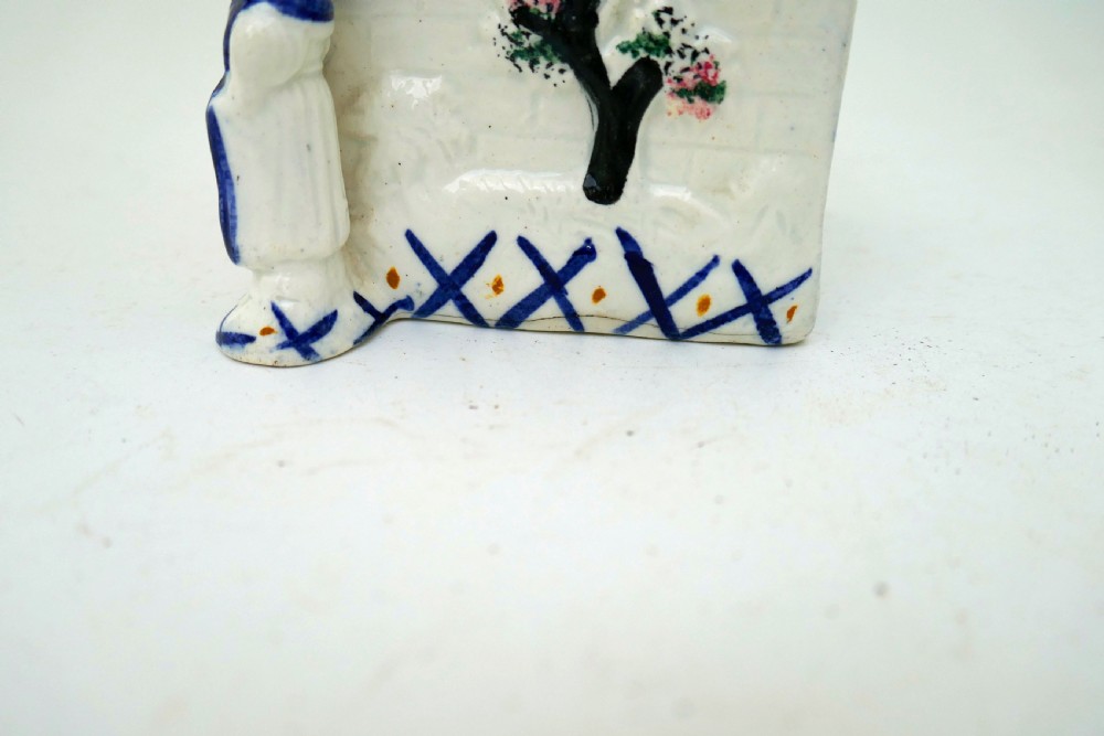 Antique Pottery Single Early 19thc Yorkshire Prattware Money Box.    English / Yorkshire  C1800-10. View IV